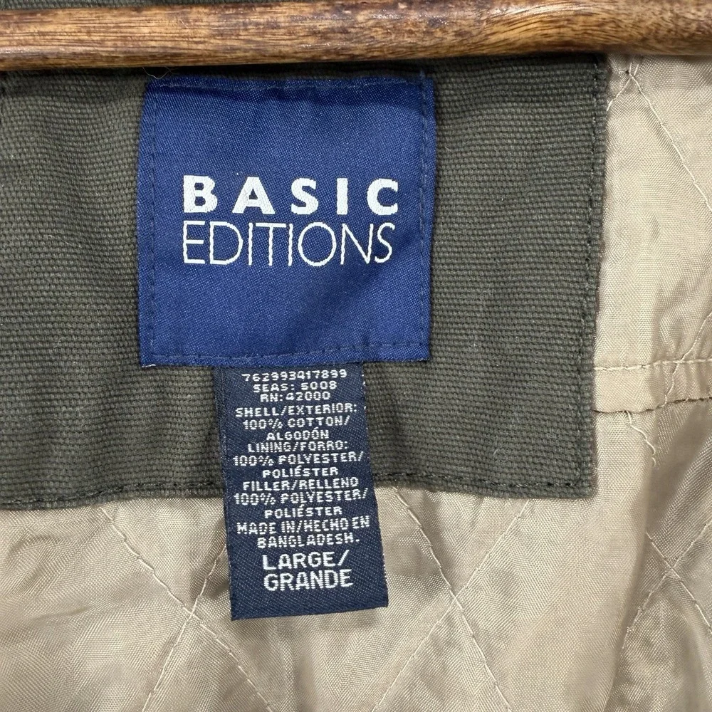 NWT Basic Editions VTG Canvas‎ Chore Jacket L Lined Workwear Corduroy Elbows